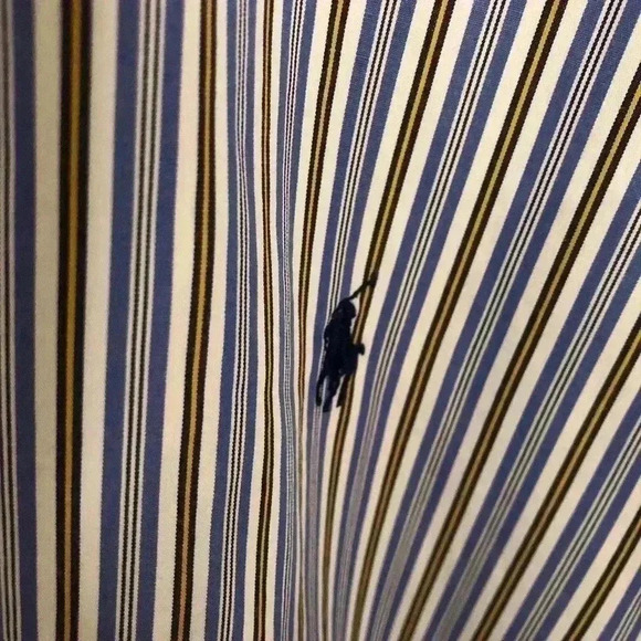 Ralph Lauren Mens 3XB Button Down Dress Shirt Blue and White Striped - Picture 4 of 6